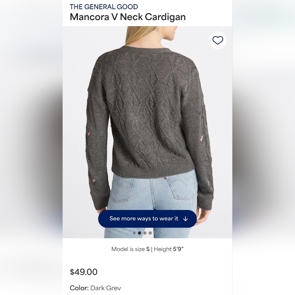Gray Cable Knit Cardigan Sweater - Picture 3 of 3